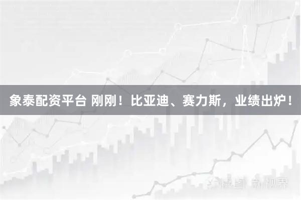 象泰配资平台 刚刚！比亚迪、赛力斯，业绩出炉！