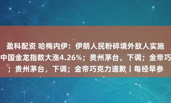 盈科配资 哈梅内伊：伊朗人民粉碎境外敌人实施的阴谋！白宫发声；中国金龙指数大涨4.26%；贵州茅台，下调；金帝巧克力道歉丨每经早参